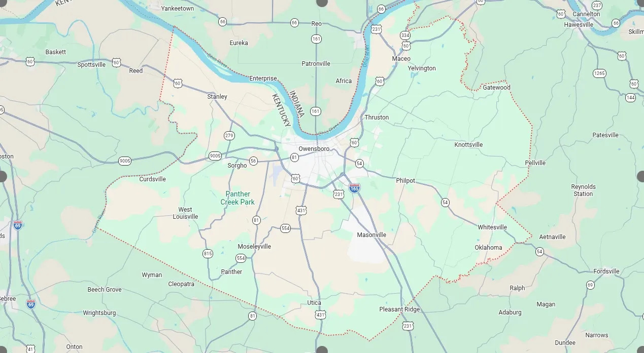 Service area map showing coverage near Centreville, VA